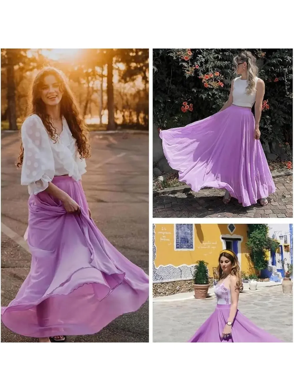 💕FLAW Elegant Lilac A-Line Maxi Skirt Renaissance Faire Cosplay - Picture 4 of 6